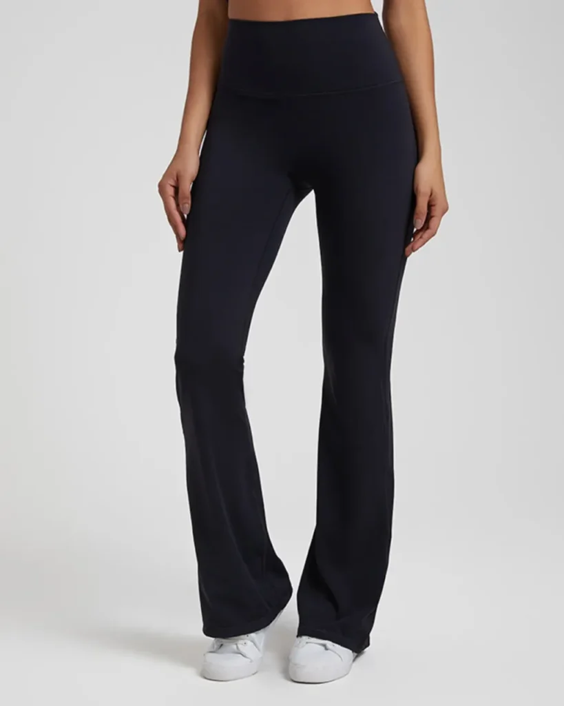High Waist Peach Hip Nude Stretch Flare Yoga Pants - Navy