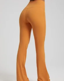 High Waist Peach Hip Nude Stretch Flare Yoga Pants - Orange
