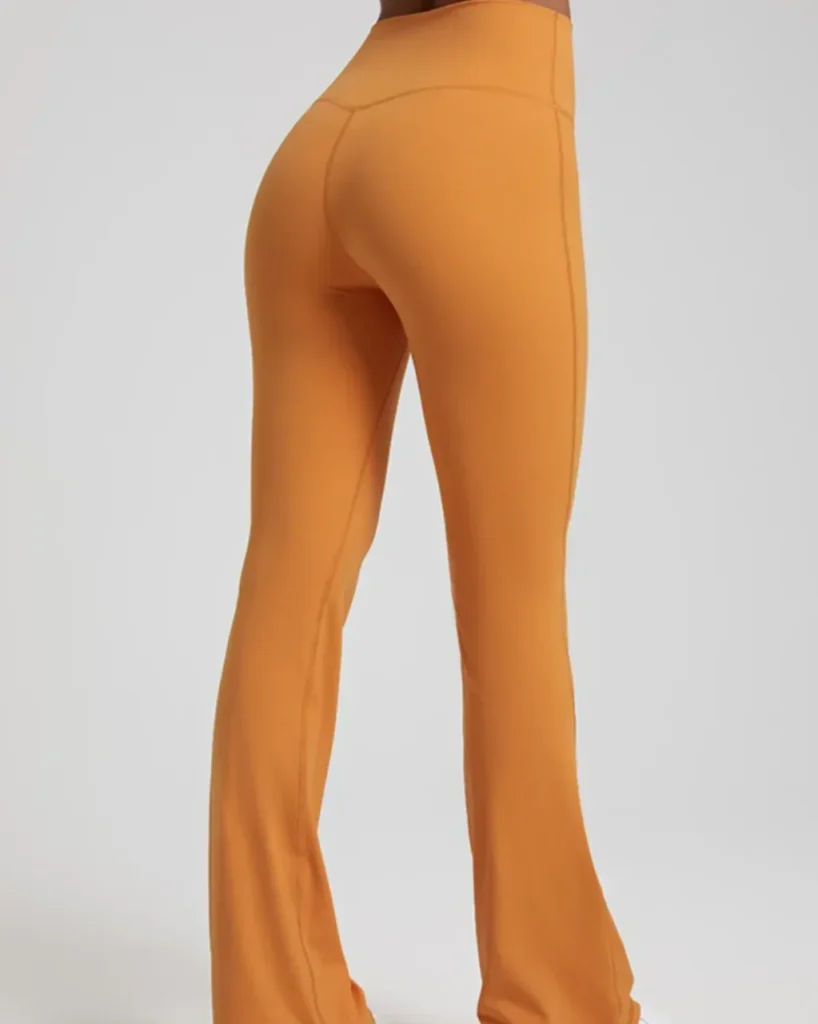 High Waist Peach Hip Nude Stretch Flare Yoga Pants - Orange