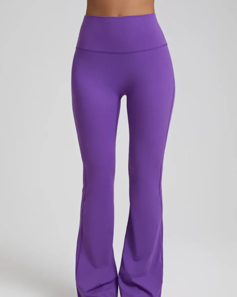 High Waist Peach Hip Nude Stretch Flare Yoga Pants - Purple