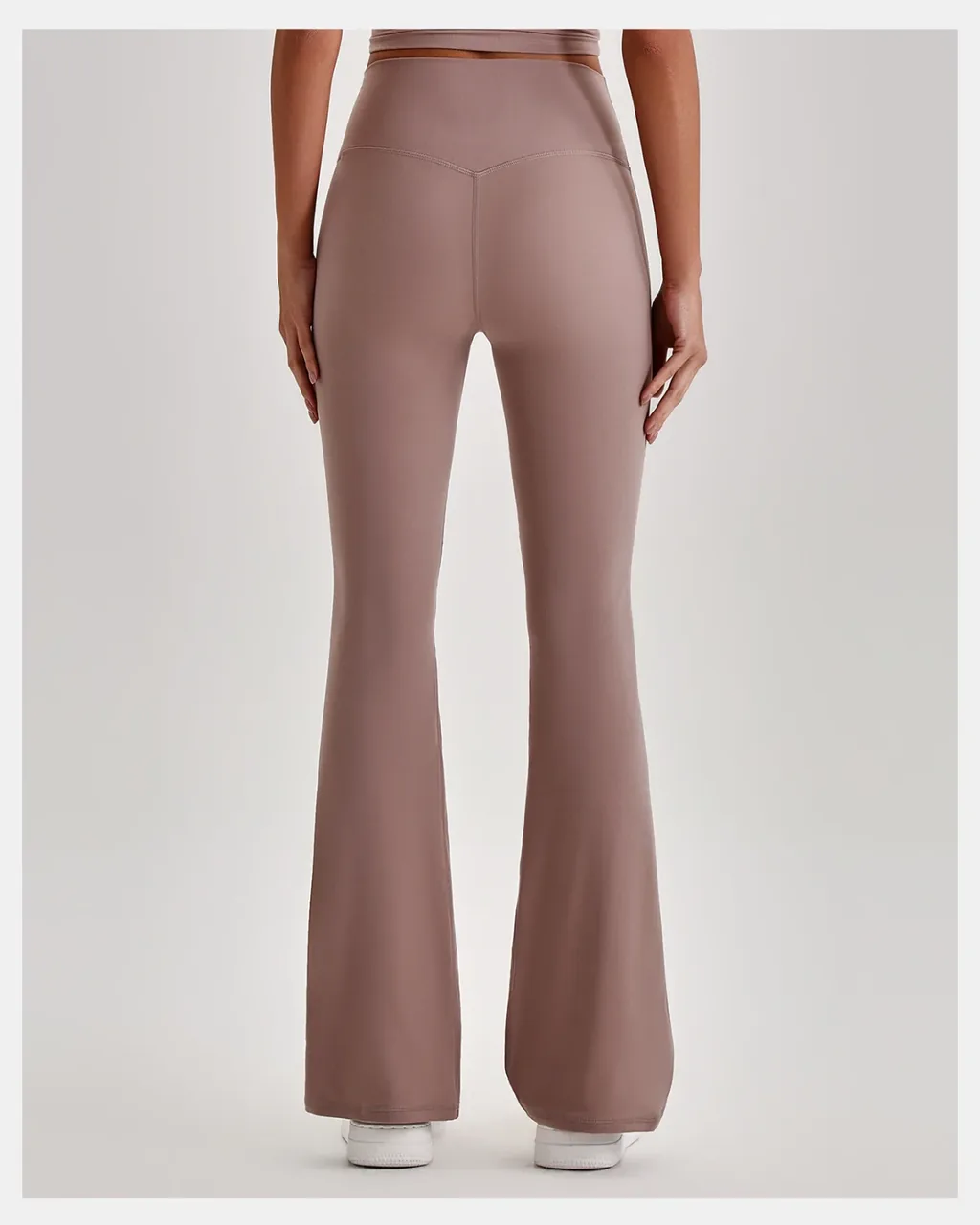Pantalones Deportivos Yoga Flare De Cintura Alta Y Talle Nude - rosa empolvado