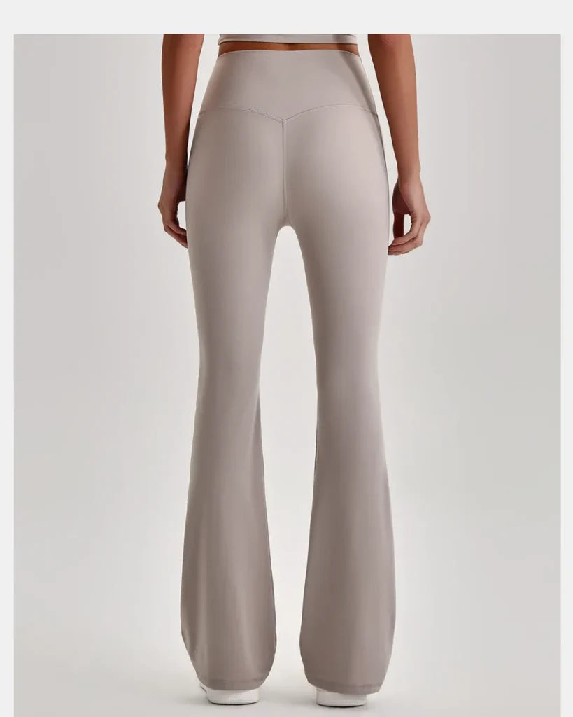 Pantalones Deportivos Yoga Flare De Cintura Alta Y Talle Nude - gris claro