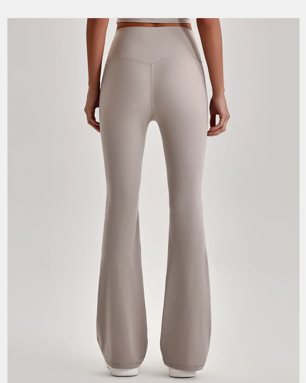Pantalones Deportivos Yoga Flare De Cintura Alta Y Talle Nude - gris claro