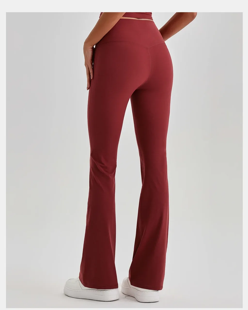 Pantalones Deportivos Yoga Flare De Cintura Alta Y Talle Nude - vino