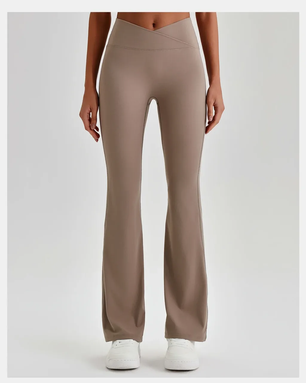 Pantalones De Yoga Con Control Abdominal Y Cintura Alta - gris beige