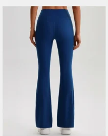 High Waist Tummy Control Peach Hip Quick Dry Flare Yoga Pants - Navy blue