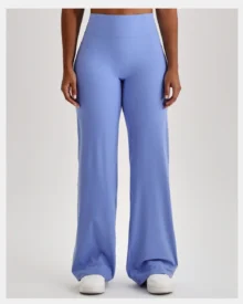 High Waist Micro Flare Nude Hip Lifting Tight Yoga Pants - blue