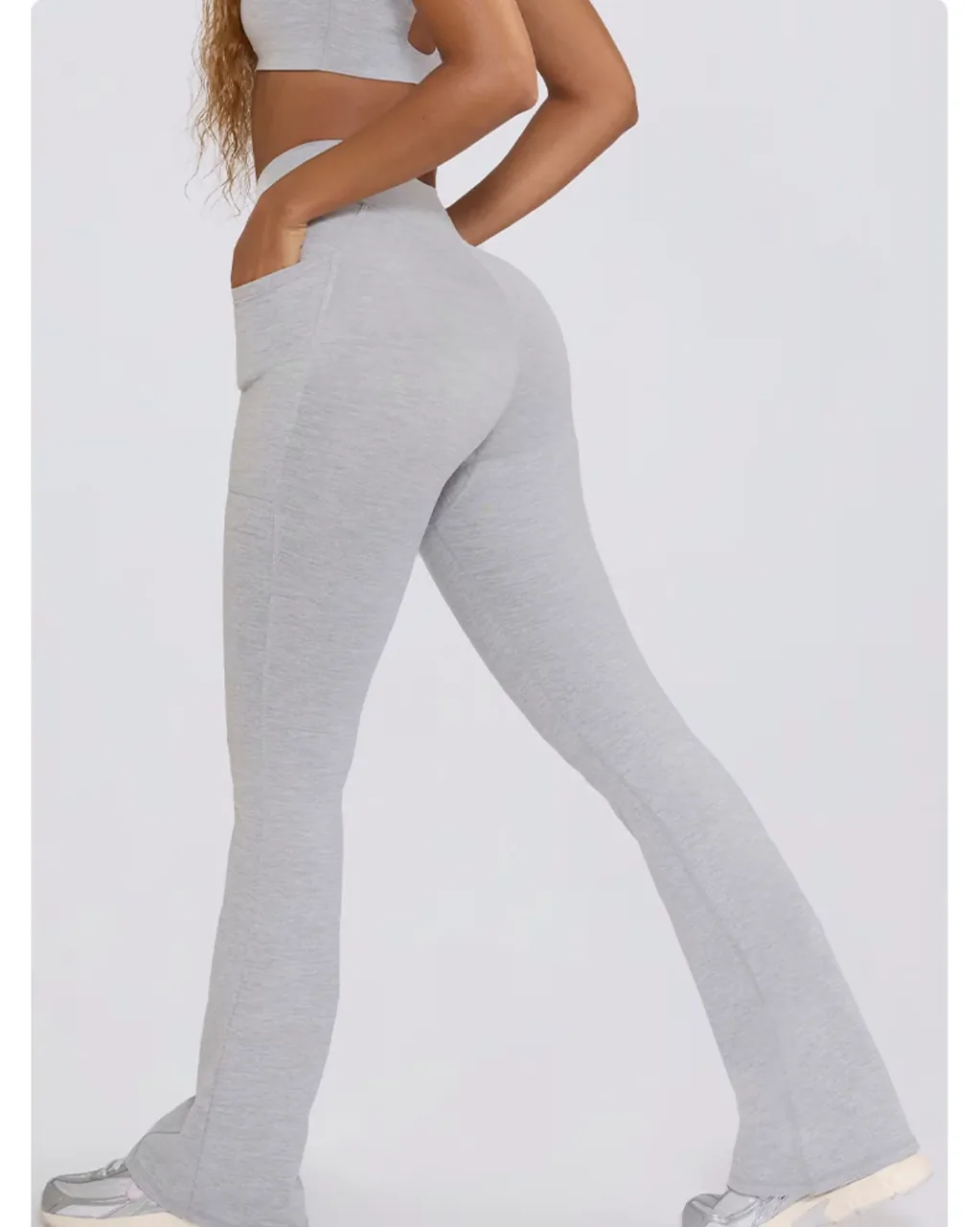 Pantalones De Yoga Nude De Cintura Alta Sin Costuras Con Efecto Moldeador Y Levantador De Glúteos - gris claro