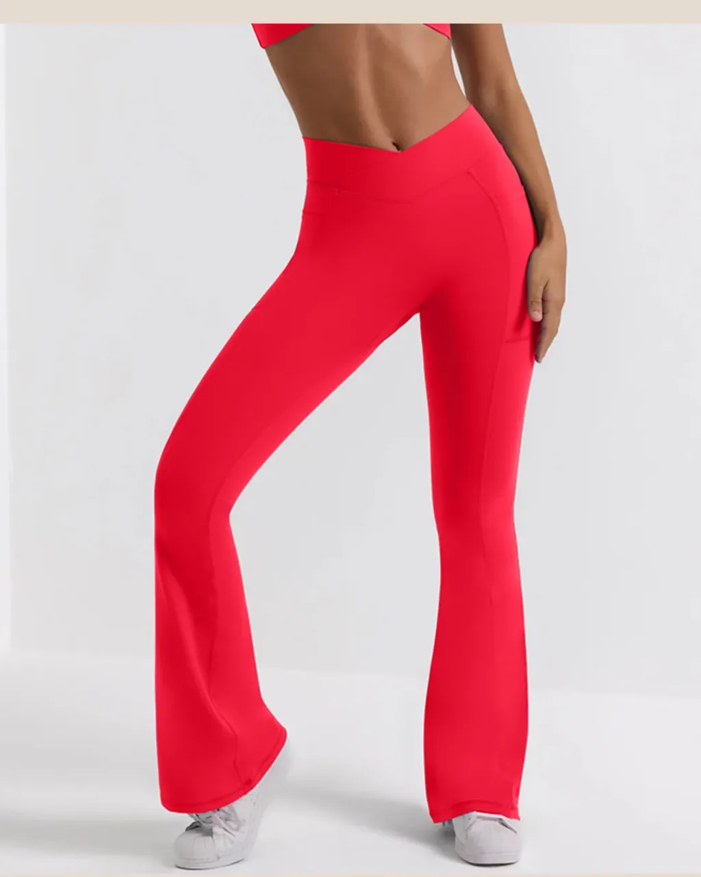 Pantalones De Yoga Nude De Cintura Alta Sin Costuras Con Efecto Moldeador Y Levantador De Glúteos - rojo