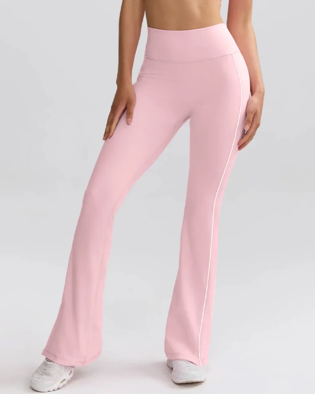 Pantalones De Yoga Con Cintura Alta Y Efecto Levantador De Caderas, Estilo Micro-Flare Y Pierna Ancha - rosa empolvado