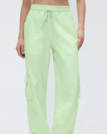 Multi-Pocket Wide Leg Cargo Sports Pants - Baby green