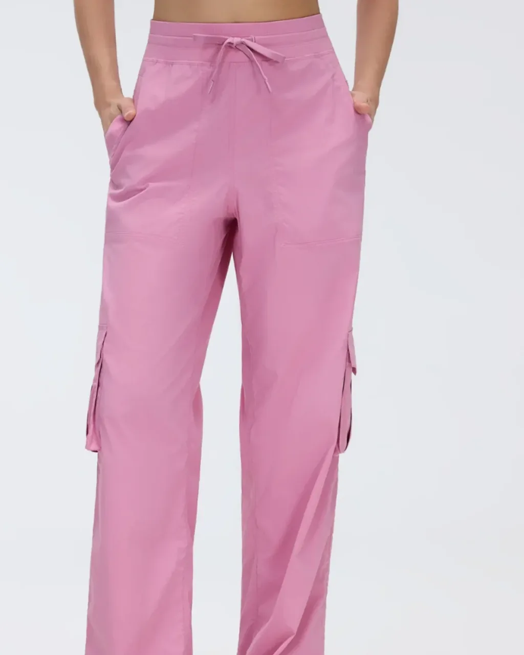 Pantalones Deportivos Cargo De Pierna Ancha - rosa