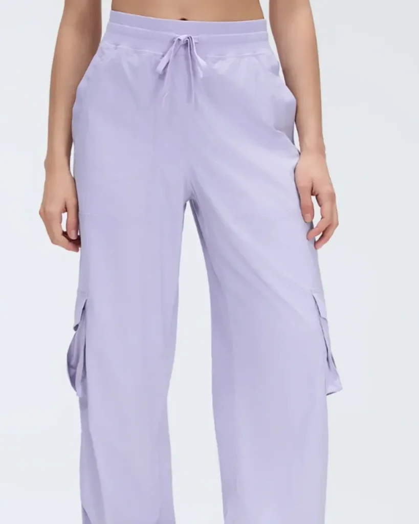 Pantalones Deportivos Cargo De Pierna Ancha - plateado morado