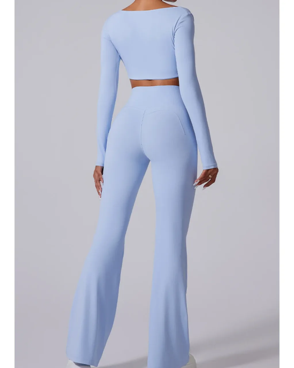 Autumn Winter Brushed Flare Sports Pants - blue