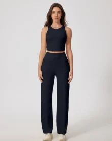 High Waist Back Pocket Flare Yoga Pants - black
