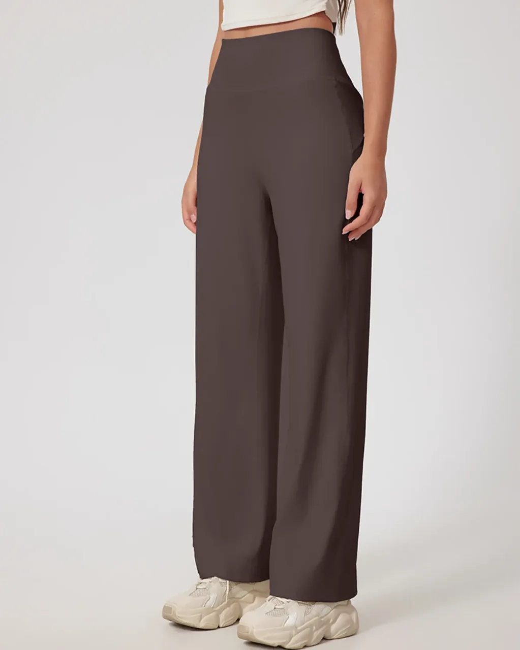Pantalones Yoga De Cintura Alta Con Bolsillo Trasero Y Pata Ancha - carbón