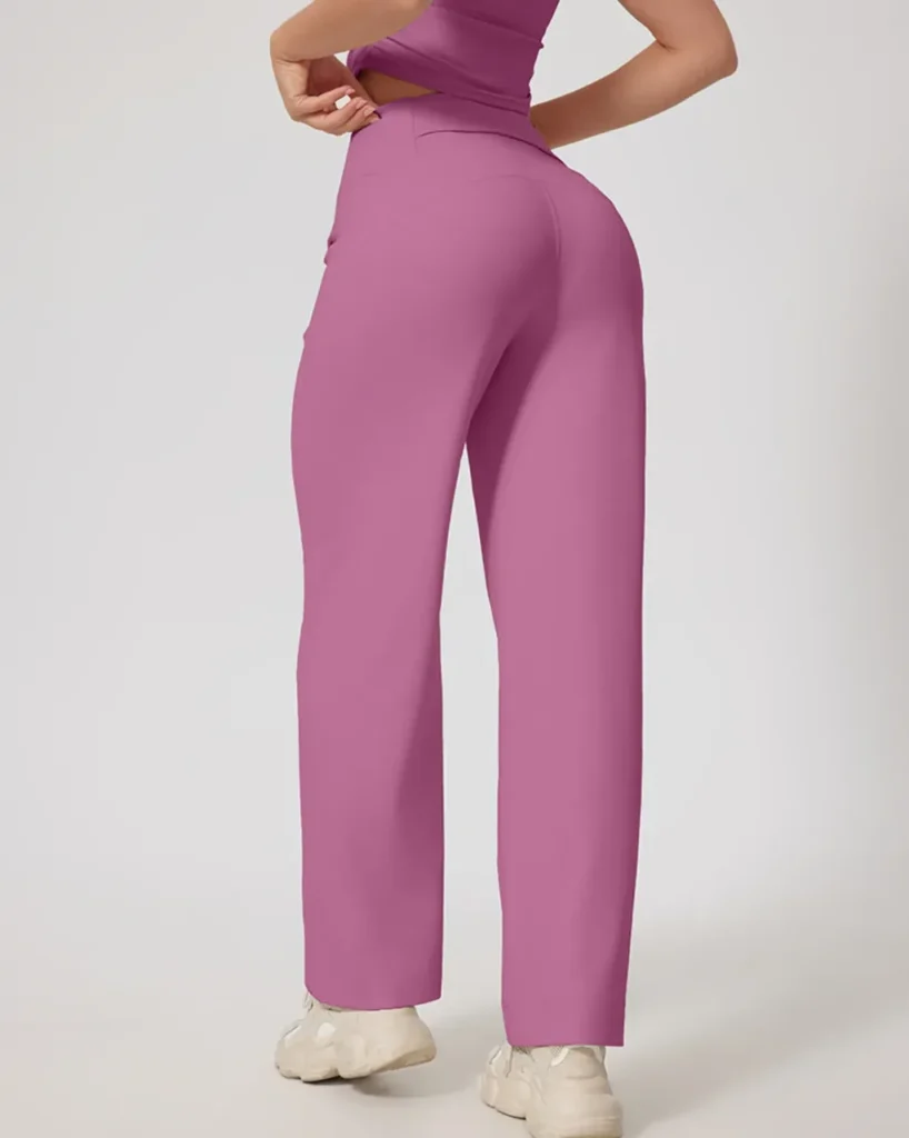 High Waist Back Pocket Flare Yoga Pants - Rose