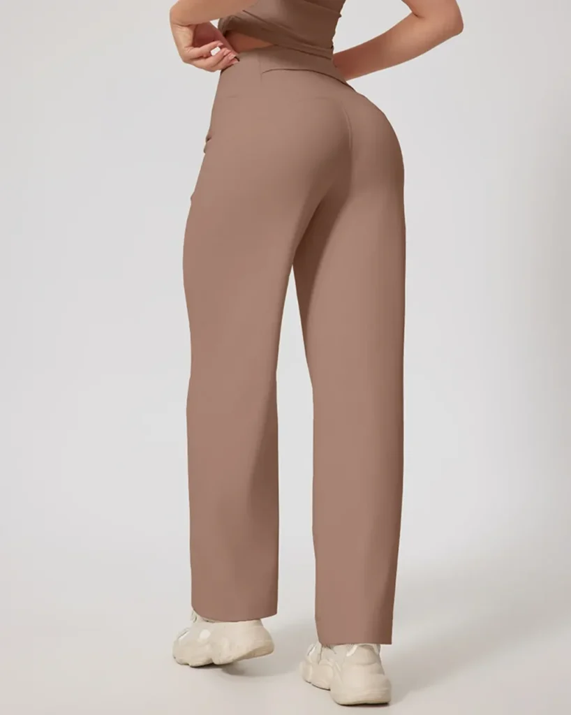 High Waist Back Pocket Flare Yoga Pants - taupe