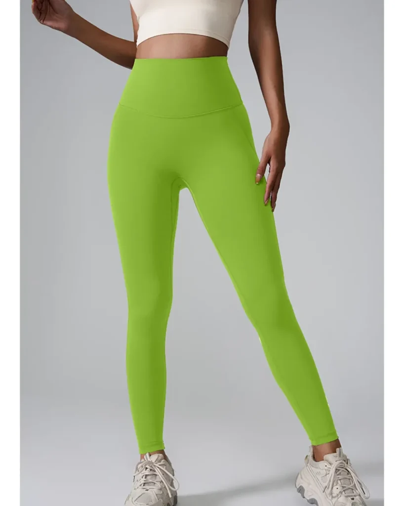 High Waist Seamless Pocket Yoga Pants Hip Lifting Sports Pants - Lime Green