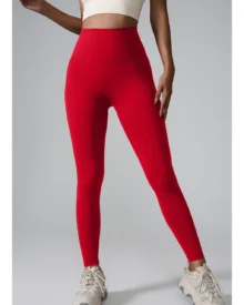 High Waist Seamless Pocket Yoga Pants Hip Lifting Sports Pants - Red