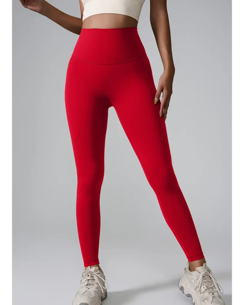 High Waist Seamless Pocket Yoga Pants Hip Lifting Sports Pants - Red