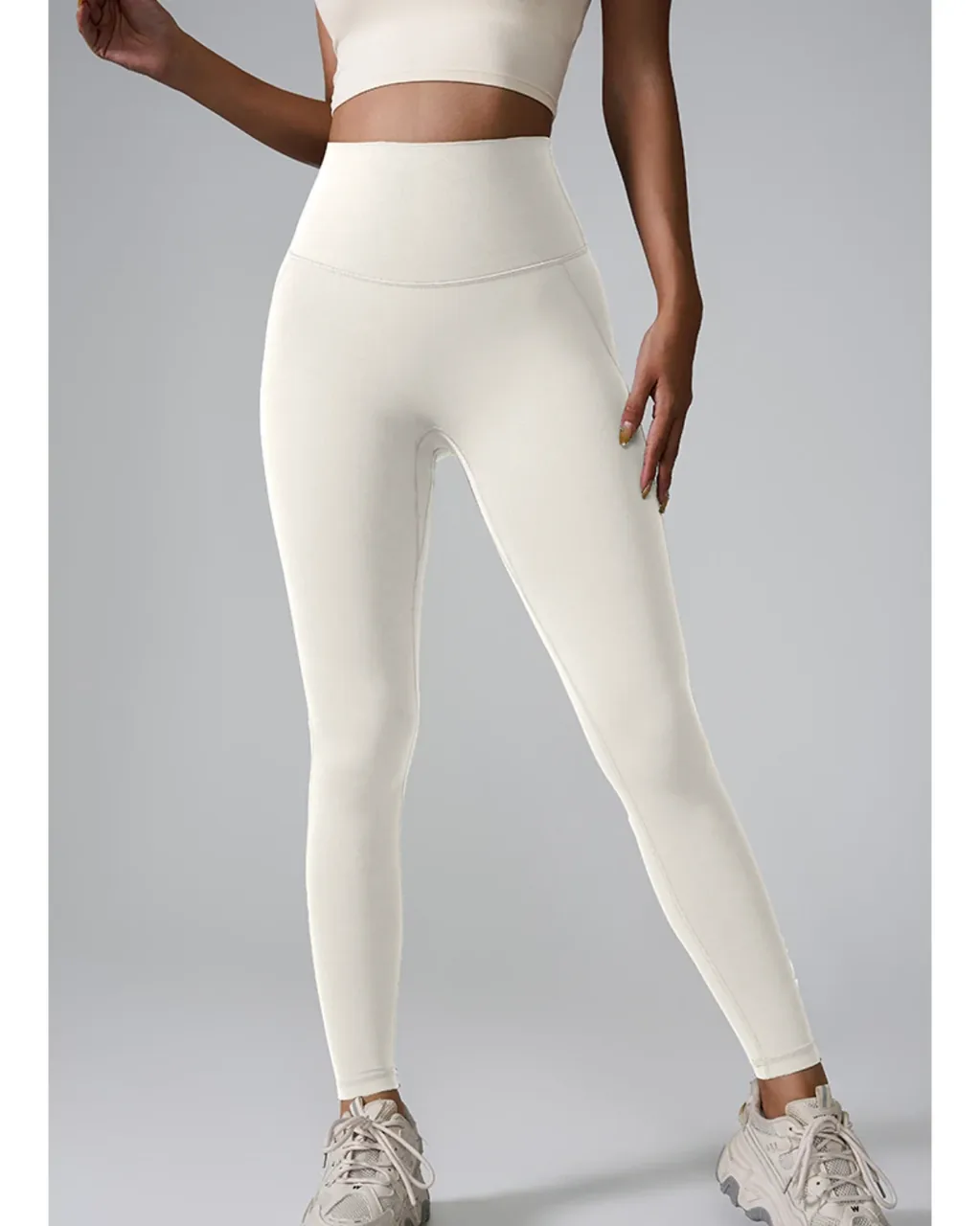 Pantalones Yoga Sin Costuras Con Cintura Alta Y Bolsillos - blanco