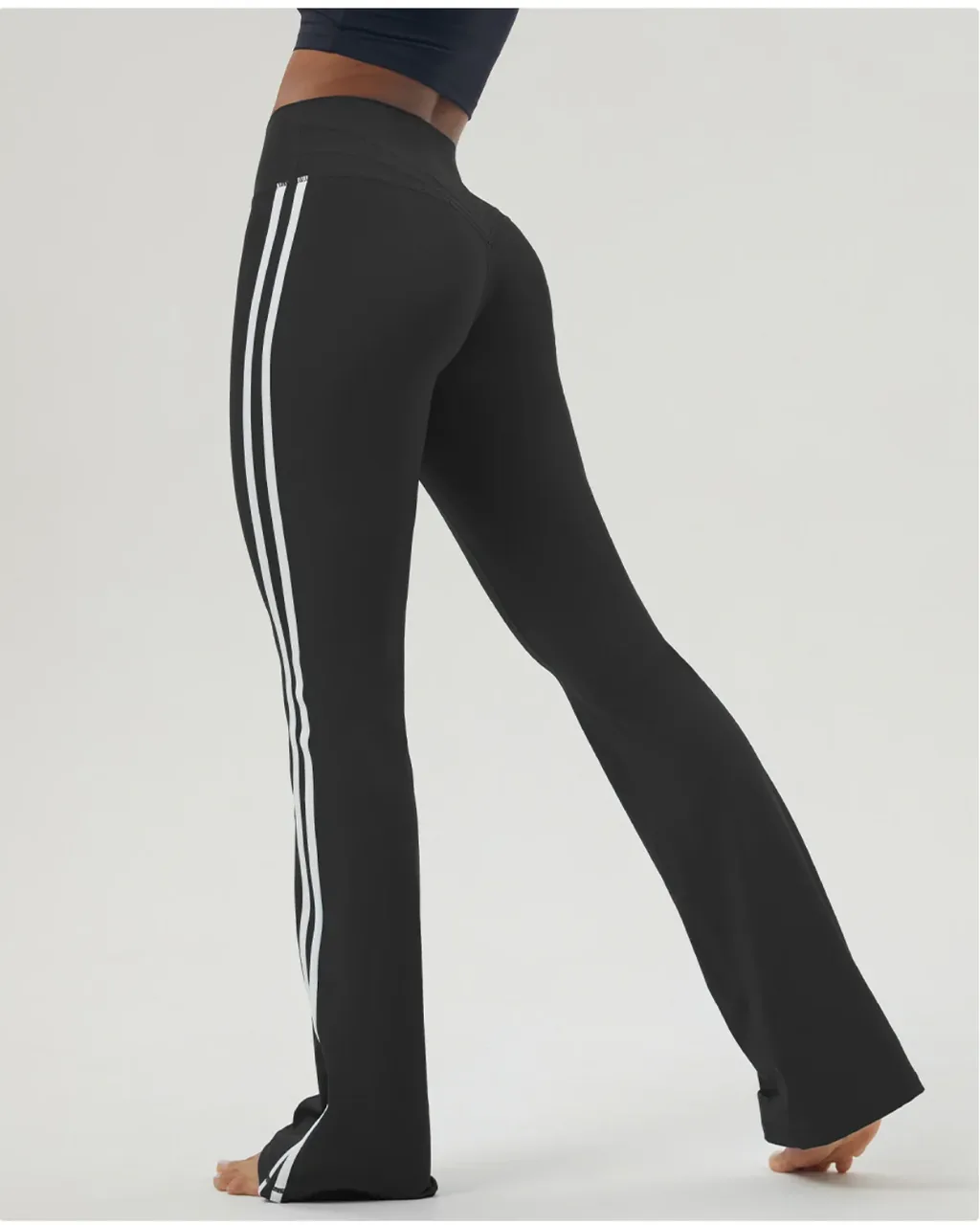 Pantalones Yoga Con Estampado De Bloques Y Flare - negro