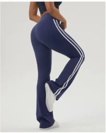 Color Block Stripe Hip Lifting Flare Yoga Pants - navy