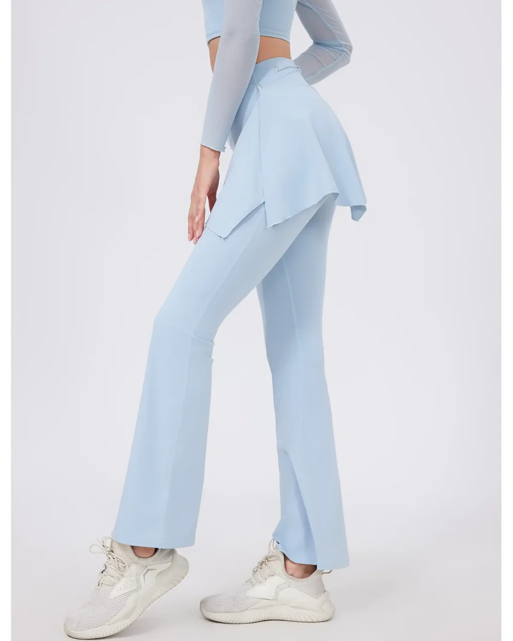 Pantalones Yoga Acampanados Con Realce De Cadera Y Cobertura Glútea - azul bebé