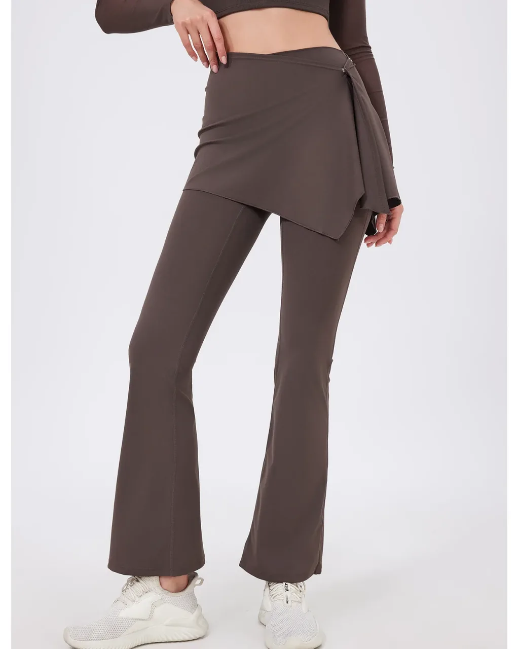 Pantalones Yoga Acampanados Con Realce De Cadera Y Cobertura Glútea - gris oscuro