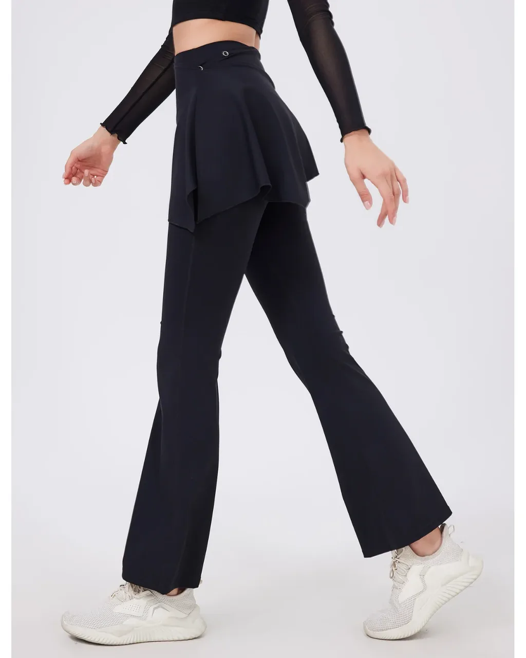 Ruched Hip Lifting 2-Piece Flare Yoga Pants With Butt Cover - Midnight
