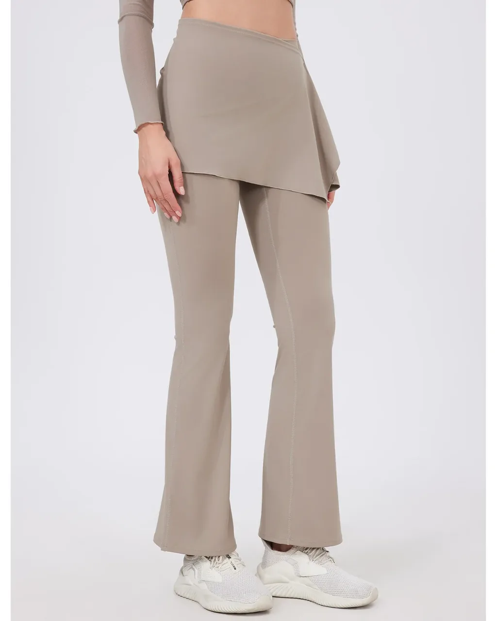 Pantalones Yoga Acampanados Con Realce De Cadera Y Cobertura Glútea - mudium caqui