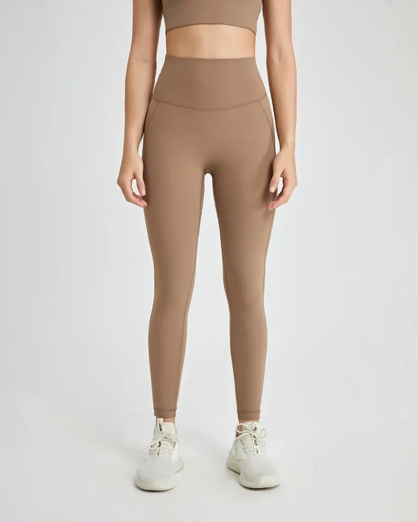 One Piece Seamless Naked Feel Yoga Pants Butt Lifting Sports Pants With Back Pocket - coffee