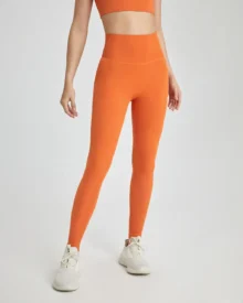 One Piece Seamless Naked Feel Yoga Pants Butt Lifting Sports Pants With Back Pocket - Orange