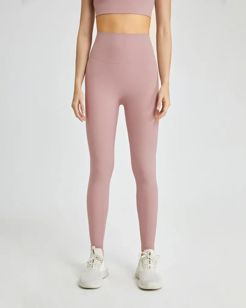 One Piece Seamless Naked Feel Yoga Pants Butt Lifting Sports Pants With Back Pocket - soft pink