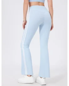 American Style High Waist Hip Lifting Flare Yoga Pants, Naked Stretch Fitness Pants - Baby Blue