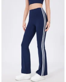 American Style High Waist Hip Lifting Flare Yoga Pants, Naked Stretch Fitness Pants - navy