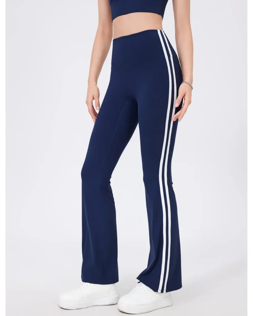 American Style High Waist Hip Lifting Flare Yoga Pants, Naked Stretch Fitness Pants - navy