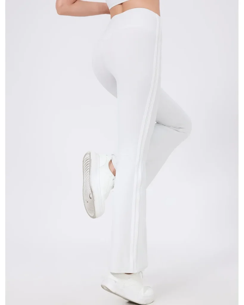 American Style High Waist Hip Lifting Flare Yoga Pants, Naked Stretch Fitness Pants - white
