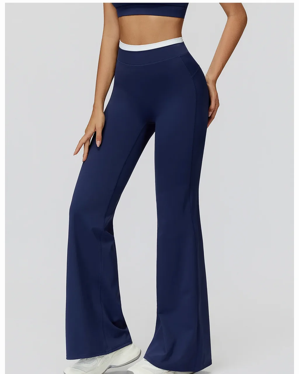 Pantalones High Waist Con Efecto Volumen En Color Bloque - azul marino