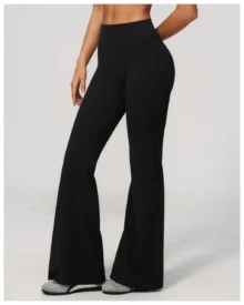 Slubbed Yoga High-Waisted Flared Pants - Black