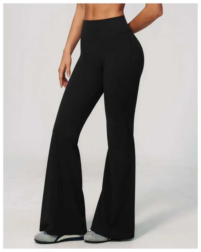 Slubbed Yoga High-Waisted Flared Pants - Black