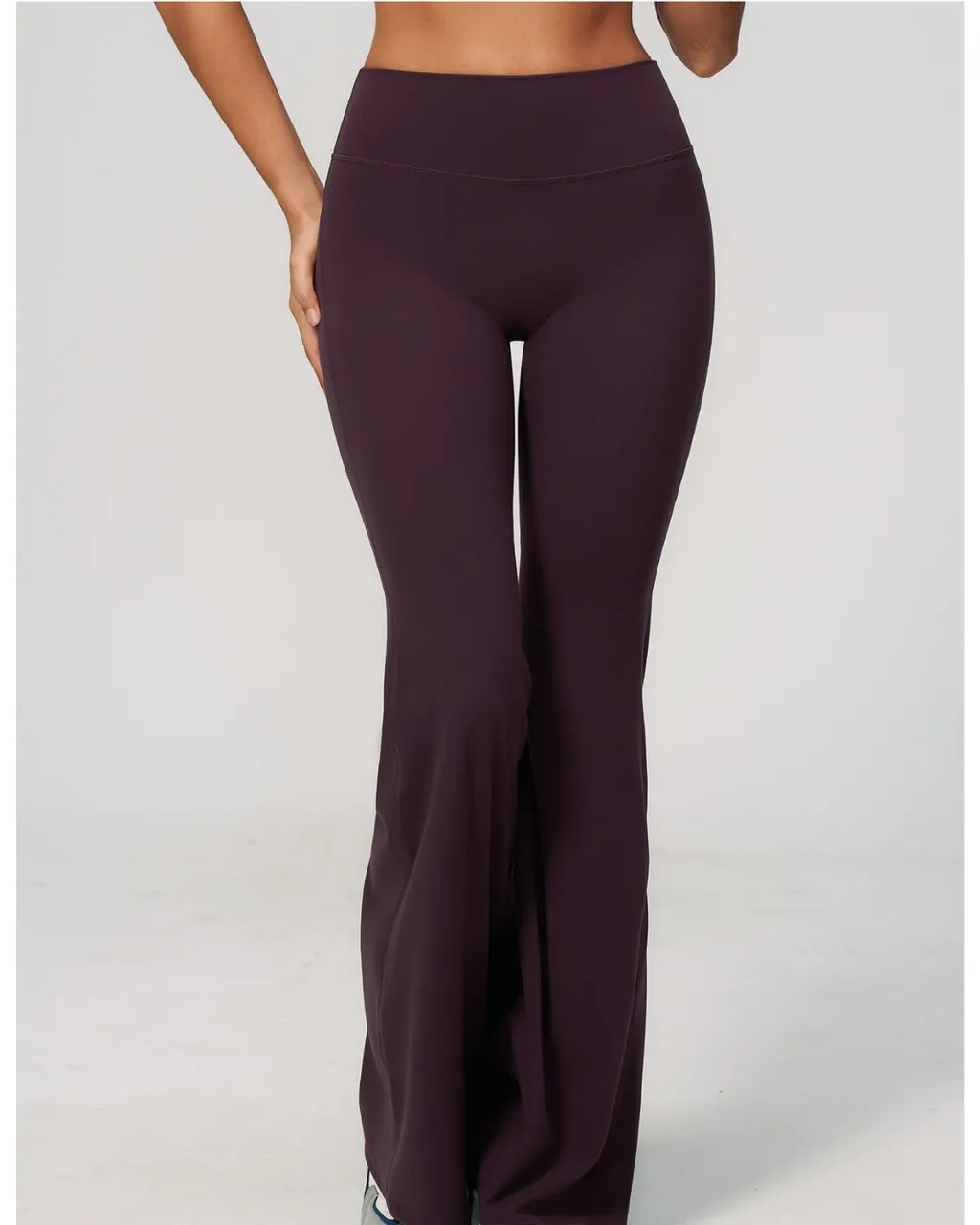 Pantalones De Yoga Acampanados De Tiro Alto Con Tejido Flameado - Dark ciruela