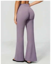 Slubbed Yoga High-Waisted Flared Pants - Mauve