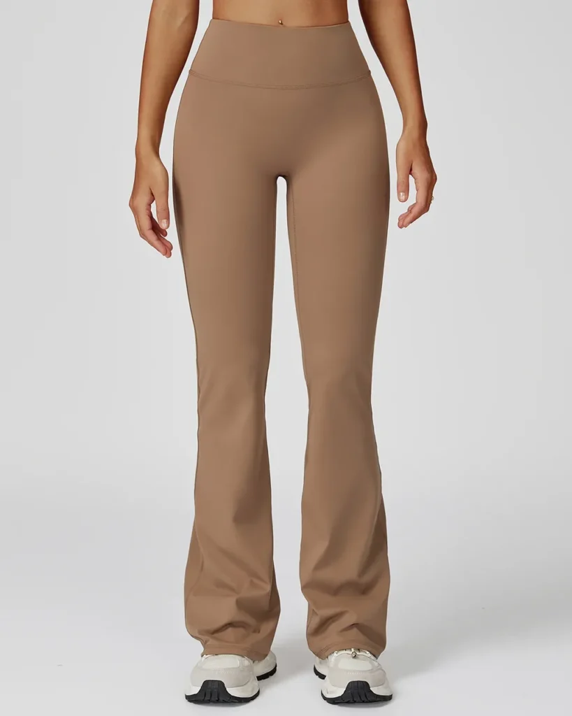 Leggings Yoga Acampanados De Cintura Alta Con Tejido Cepillado - camel