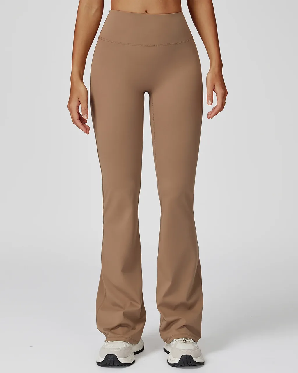 Leggings Yoga Acampanados De Cintura Alta Con Tejido Cepillado - camel