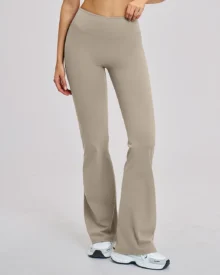 Leggings Yoga Acampanados De Cintura Alta Con Tejido Cepillado - Mocha