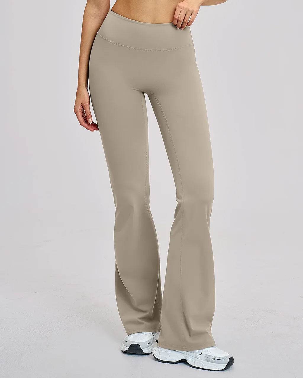 Brushed High-Waist Yoga Tight Wide-Leg Flare - Mocha