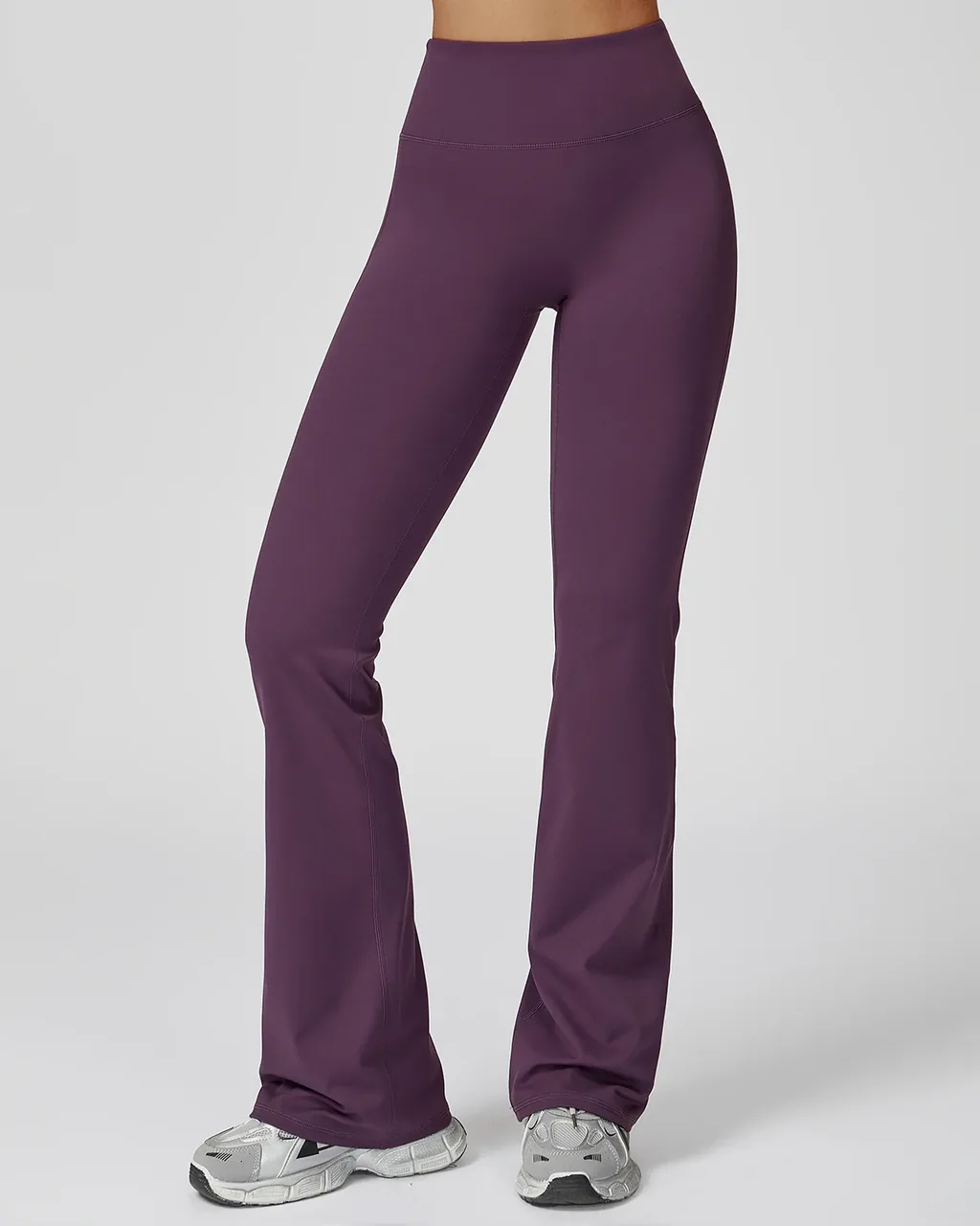 Leggings Yoga Acampanados De Cintura Alta Con Tejido Cepillado - ciruela