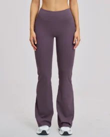 Brushed High-Waist Yoga Tight Wide-Leg Flare - Plum